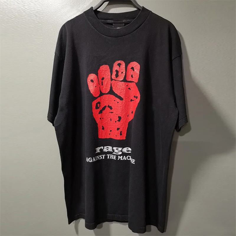 愤怒机器乐队美式慵懒风纯棉半袖