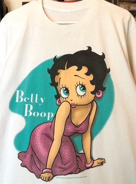 betty boop贝蒂娃娃卡通潮牌短袖男vintage阿美咔叽潮流嘻哈T恤女