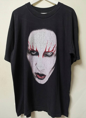 Marilyn Manson玛丽莲曼森摇滚短袖T恤男女款纯棉印花T恤重磅上衣