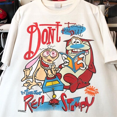 The Ren & Stimpy Show莱恩和史丁比卡通短袖T恤男女潮牌TEE