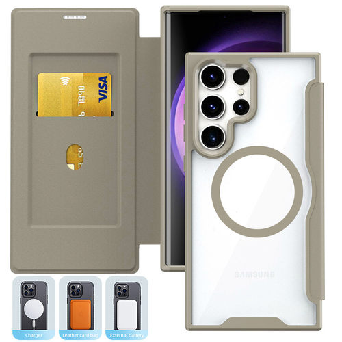 三星插卡磁吸翻盖全包防摔壳
