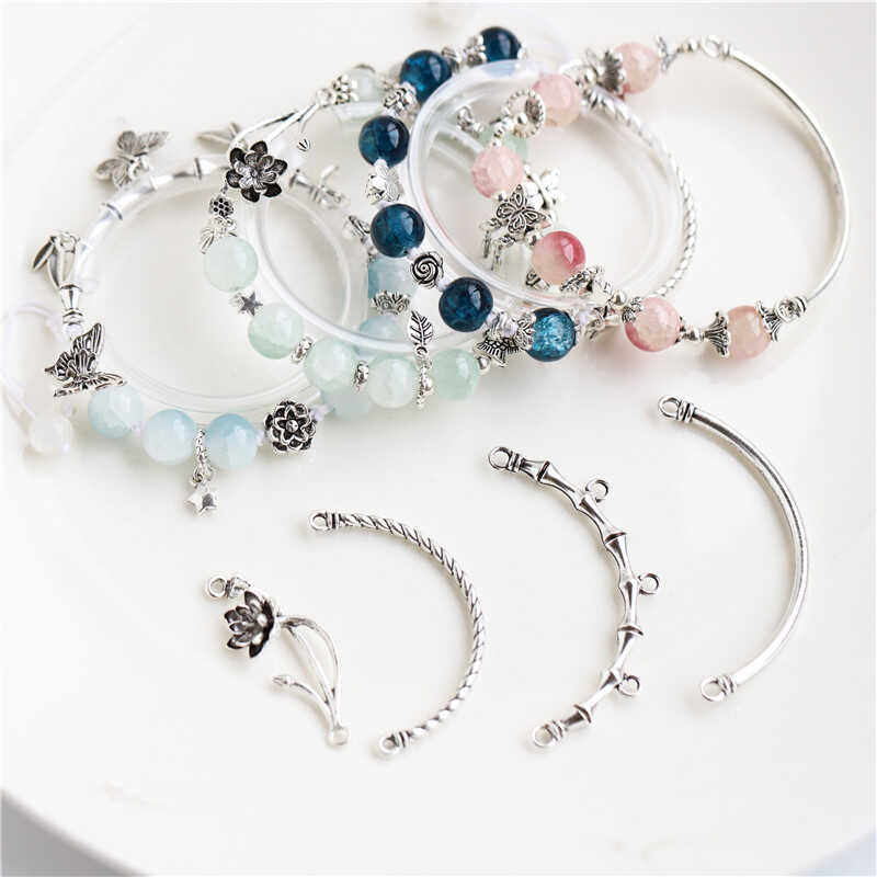 保色不掉色合金古银色做旧抹黑复古diy串珠手链项链半镯饰品配件