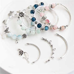 保色不掉色合金古银色做旧抹黑复古diy串珠手链项链半镯饰品配件