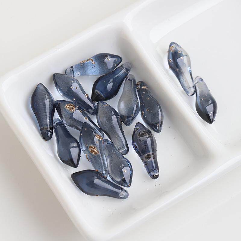 50个琉璃8*19mm横孔尖底金沙水滴diy古风发簪步摇吊坠饰品配件
