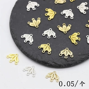 14mm三孔古风发簪步摇米珠流苏吊牌diy饰品配件 40个价保色合金12