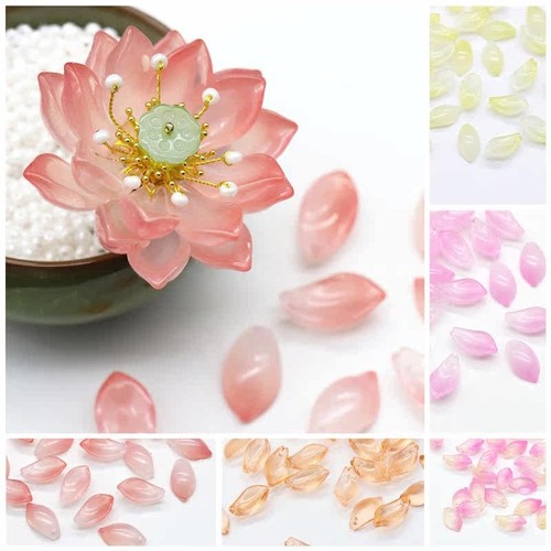 50片捷克琉璃莲花瓣diy