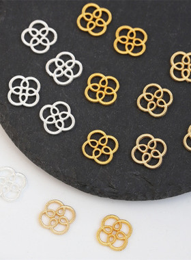 50个价保色合金11mm仿花丝方形吊牌diy古风发簪步摇流苏连接材料