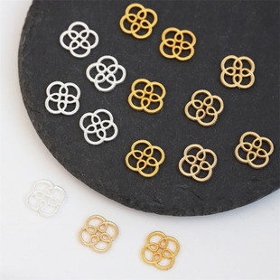 50个价保色合金11mm仿花丝方形吊牌diy古风发簪步摇流苏连接材料