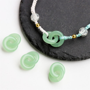 5套价树脂仿玉双扣环环相扣连接diy手工串珠手链项链耳环饰品配件