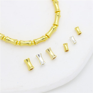 14K包金保色纯铜竹节管珠直管隔珠diy串珠手链项链手工配件