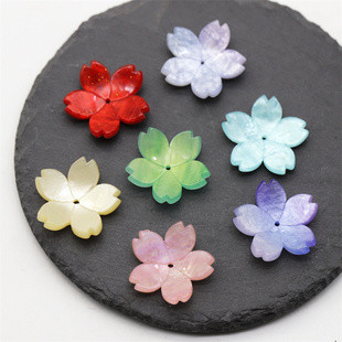 5片价23mm醋酸仿贝壳凹款 五瓣樱花diy古风发簪步摇簪花材料饰品配