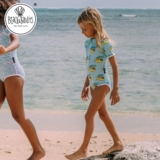 Детский купальник для девочек, пляжная детская одежда для защиты от солнца для плавания, короткий рукав