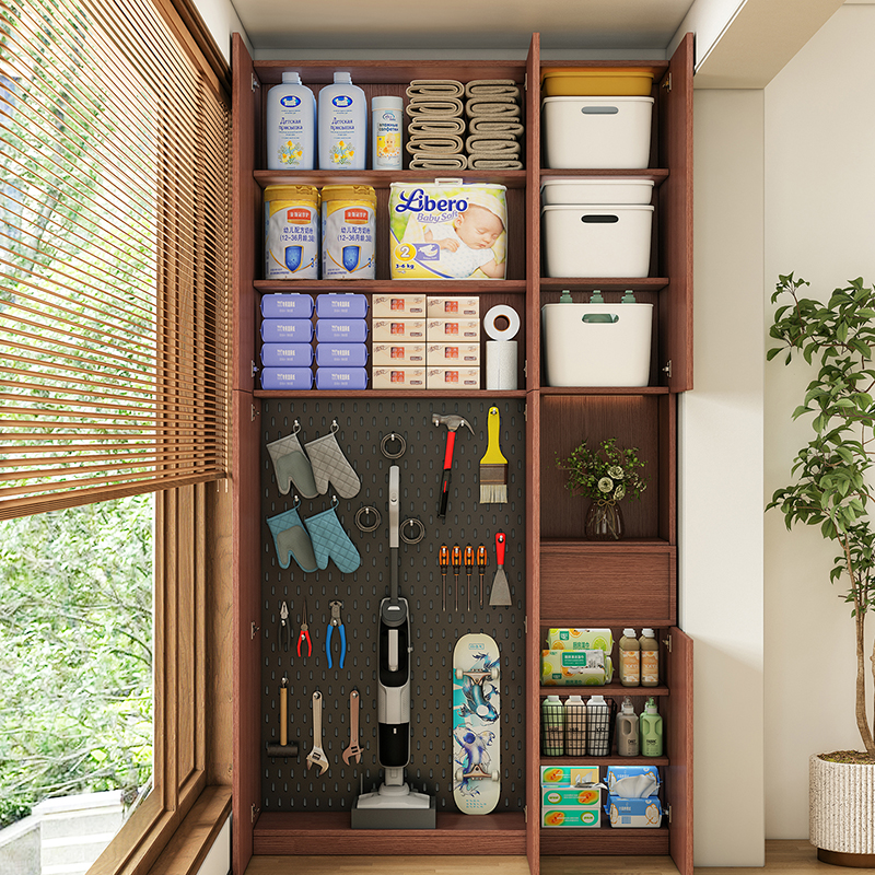 中古风阳台柜定制多功能储物柜