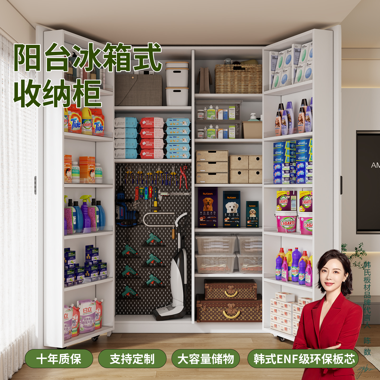 阳台柜冰箱式柜门家用收纳储物柜