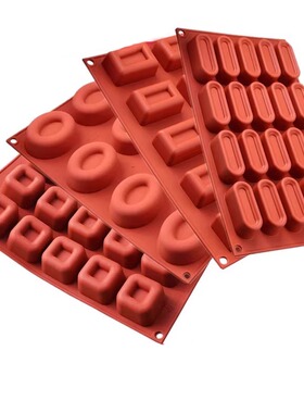 意大利Silikomart圆形椭圆形心形长方形空心慕斯硅胶模SF087