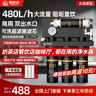 嘉启伦净水器奶茶店餐饮商用双出水大流量阻垢直饮自来水过滤器