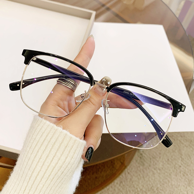 雅潮半框近视眼镜男高级感