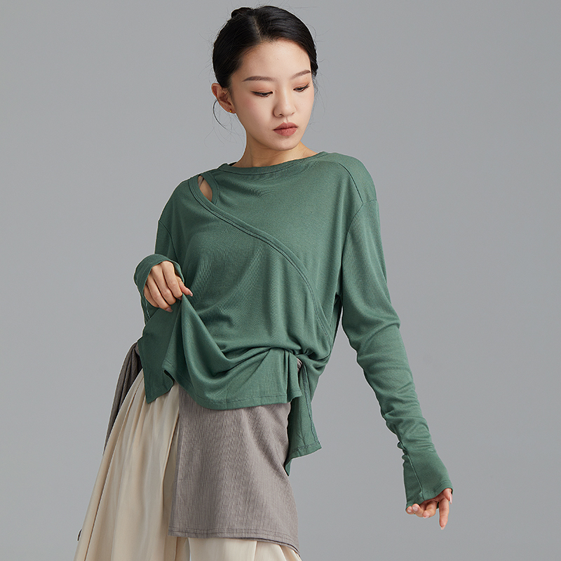 华丽独秀现代舞练功服宽松罩衫长袖舞蹈服成人形体服古典舞蹈上衣