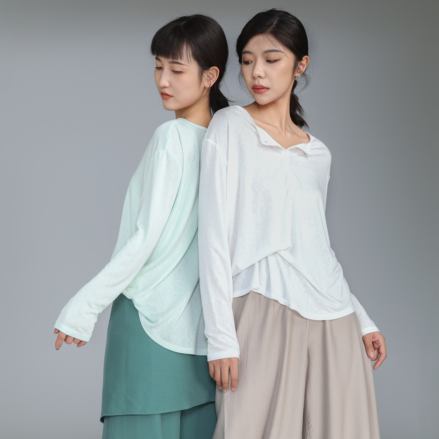 华丽独秀现代舞舞蹈服日常可穿防晒罩衫练功服中国舞演出服形体服图片