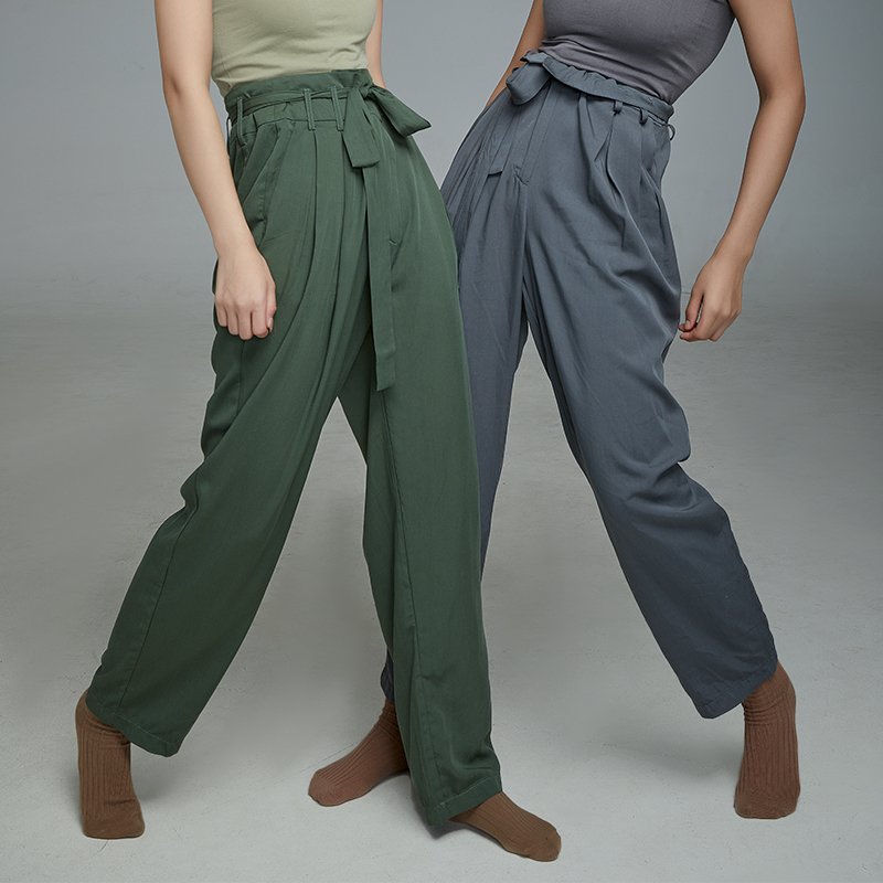 华丽独秀现代舞飘带烟管裤