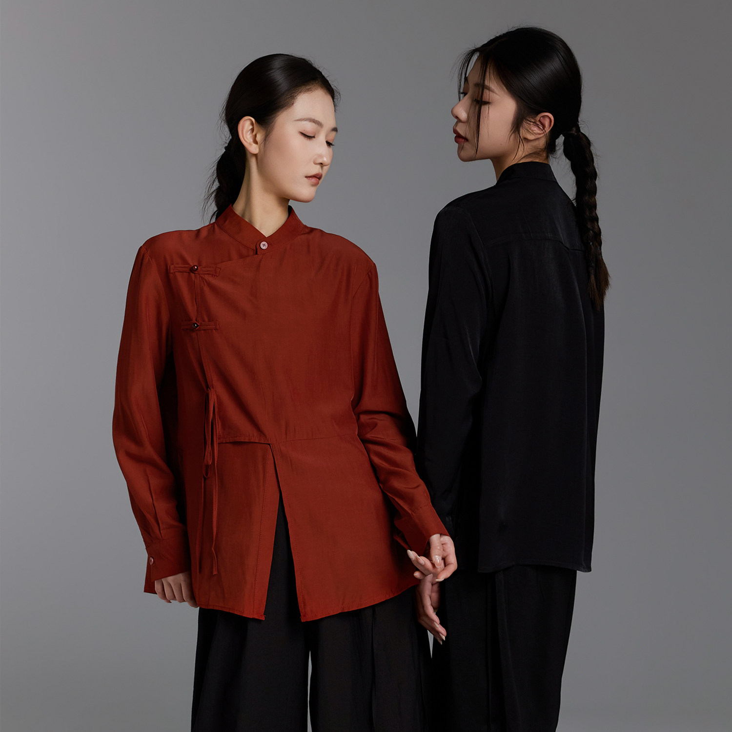 华丽独秀现代舞练功服新中式宽松长袖衬衫上衣中国舞舞蹈服形体服图片