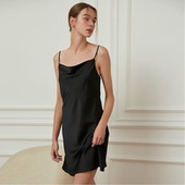 弗利少女性感睡衣女夏季 吊带睡裙缎面荡领夏天家居服裙子2026年款