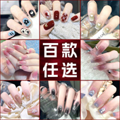 新款 成品美甲片 穿戴式 穿戴甲短款 学生指甲贴片高级感小众显白长款