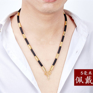 爆款黄金项链绳翡翠玉佩玉坠高档黄金吊坠挂绳男女挂件红黑挂坠绳