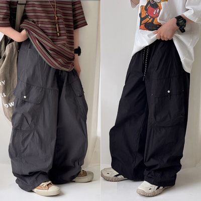 爱木橦夏中大童直筒薄款休闲长裤