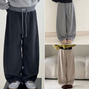 爱木橦童装冬新款男童女童裤子软糯含羊毛儿童加绒弯刀运动裤7831