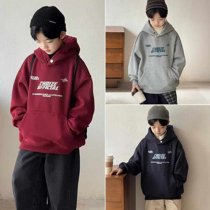 大E小e中大童潮酷一体绒加绒卫衣