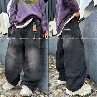 秋装 长裤 新款 潮酷直筒宽松儿童牛仔裤 6001 男童女童美式 童乐鱼童装