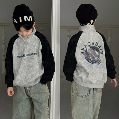 大E小e儿童保暖半拉链加绒卫衣潮