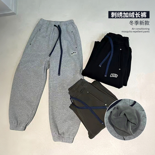 儿童一体绒裤 爱木橦童装 男童女童刺绣加绒运动裤 新款 子7803 25冬季