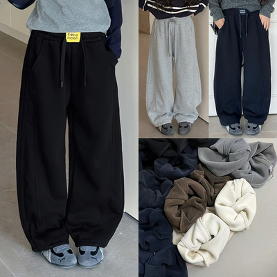 爱木橦男女童休闲加绒弯刀运动裤