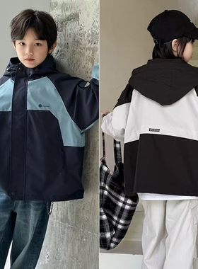 牛哆哆童装25秋装新款男童女童防水夹克撞色潮流冲锋衣外套69152