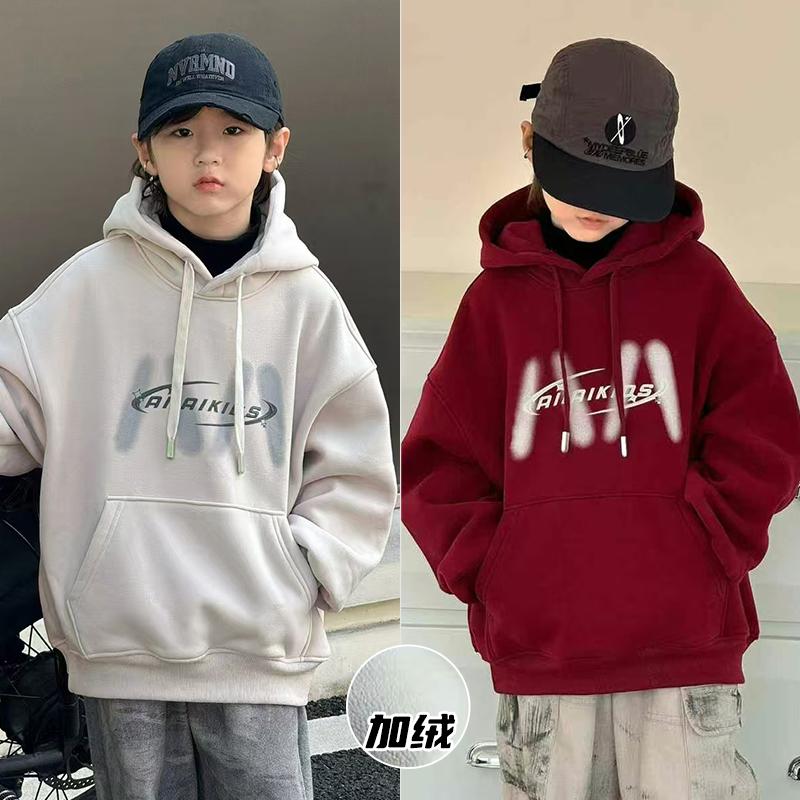 嗨大E小e潮酷一体绒加绒卫衣帽衫