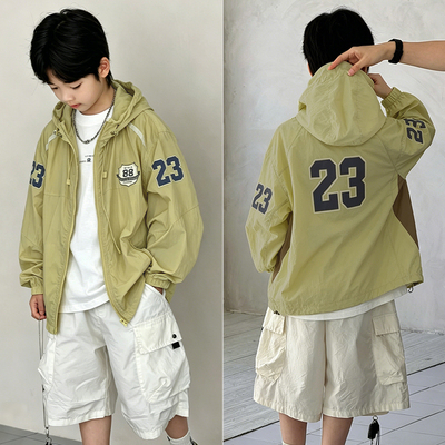 大E小e中大童轻薄运动撞色防晒服