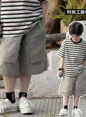 牛哆哆童装25夏装新款工装裤男童女童韩版休闲儿童中裤裤子87785