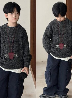 大E小e童装25秋冬新款男童女童长袖上衣儿童圆领软糯套头毛衣F333