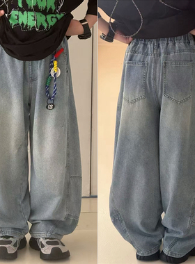 大E小e童装26春季新款男童女童柔软弯刀裤儿童裤子休闲牛仔裤9281