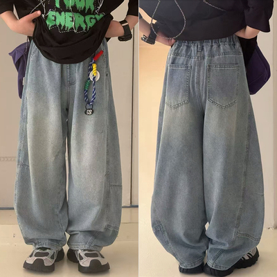 大E小e中大童潮酷柔软弯刀牛仔裤