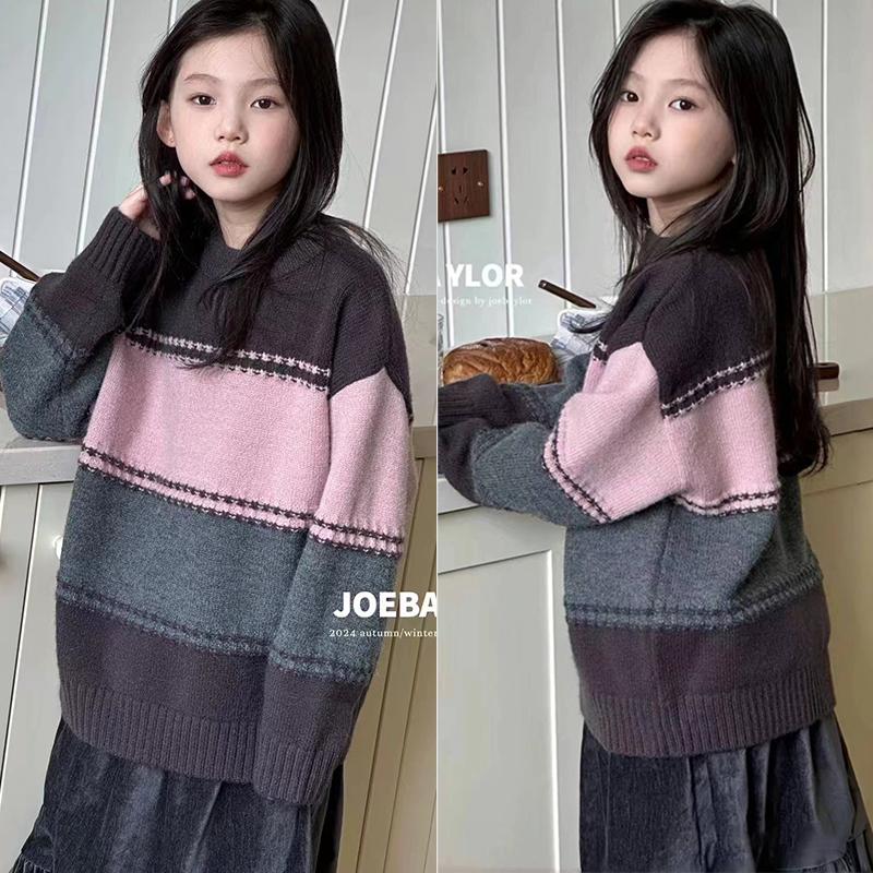 乔贝乐毛衣秋装新款拼色时髦保暖