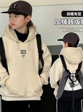 嗨大E小e童装秋冬新款男童女童防风连帽儿童加绒卫衣帽衫67257