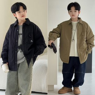 夹棉衬衫 大E小e童装 男童女童时尚 新款 儿童翻领棉外套3755 2025冬季