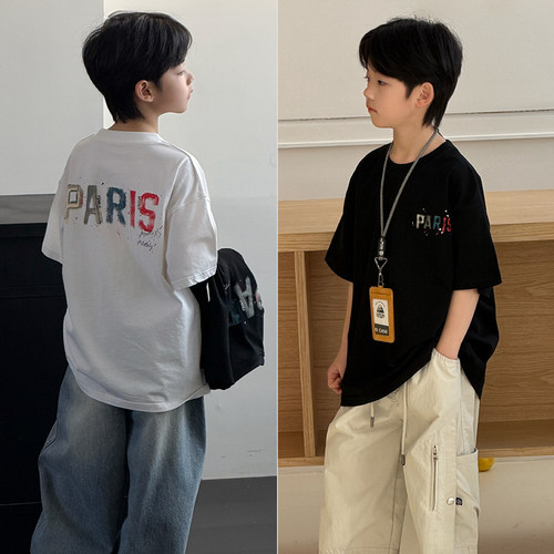 大E小e新款男童女童百搭潮流短袖
