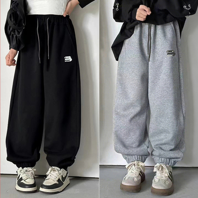 阳光爱橦秋中大童刺绣百搭运动裤