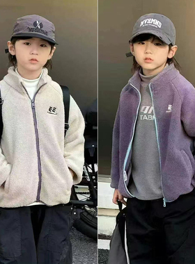 大E小e童装冬新款男童女童校服内搭外穿保暖加绒摇粒绒外套3591