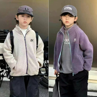 大E小e童装 男童女童校服内搭外穿保暖加绒摇粒绒外套3591 冬新款