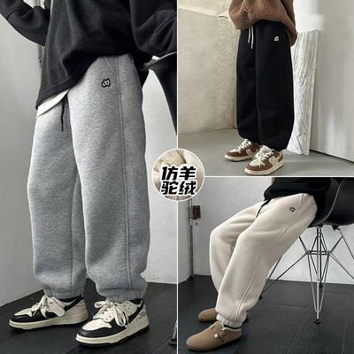 爱木橦一条过冬加厚加绒运动裤